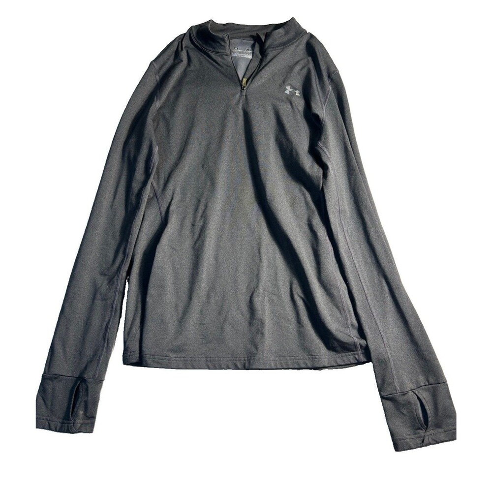 Under Armour ColdGear Fitted 1/4 Zip Pullover Gray Long Sleeve Shirt XL